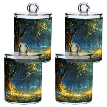 Imagem de ATTX Dispensador Magical Fantasy Forest Qtip para bola de algodão, cotonete, frasco de boticário transparente, decoração de casa, pote de armazenamento de cozinha, pacote com 4 (57)