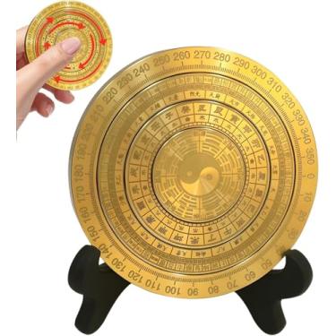 Imagem de Bússola Feng Shui de latão para artesanato Feng Shui, bússola de Feng Shui, casa, sala de estar, escritório, decoração de festival, presente de festival, minis dourados rotativos, ornamentos chineses