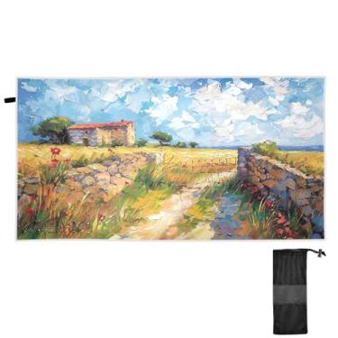 Imagem de Blueangle Toalha de praia doméstica camponesa - Toalhas de viagem compactas e leves - Toalha de secagem rápida super absorvente para natação, acampamento e férias (701)