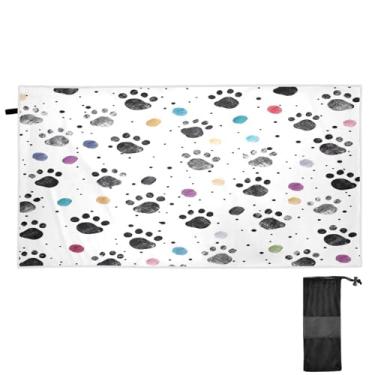 Imagem de ATTX Toalha de praia com estampa de pata de cachorro 76 x 152 cm - Cobertor leve de microfibra resistente à areia de secagem rápida para piscina, ioga, academia e viagens | Esportes de banho de