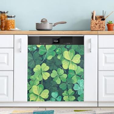 Imagem de ATTX Capa magnética para lava-louças do trevo do Dia de São Patrício, 58,4 cm C x 66 cm A, decoração da capa da máquina de lavar louça, decalques para armários domésticos e eletrodomésticos adesivos