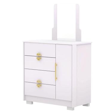 Imagem de Cômoda Sapateira 4 Gavetas Com Espelho Clarabella Branco-camarim