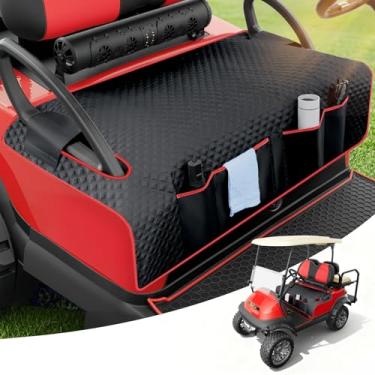 Imagem de Tecoom Capas de assento de carrinho de golfe para carro de clube, EZGO, Yamaha, cobertor universal de toalha de assento de carrinho de golfe frontal com alça de apoio de braço 4 bolsos, mantém o