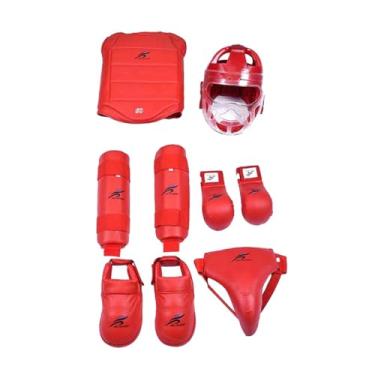 Imagem de menolana Conjunto de equipamentos de karatê, luvas de boxe, caneleiras, luvas de soco, equipamento de treinamento profissional para iniciantes em karatê, Vermelho, Xl