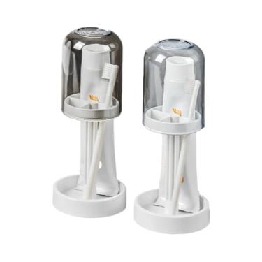 Imagem de Suporte à Prova De Poeira Para Escova De Dentes E Pasta De Dentes — Rack HigiêNico Para Armazenamento No Banheiro(1,Azul)