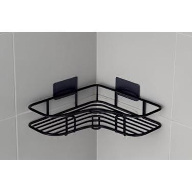 Imagem de Kit Suporte Organizador de Metal para Banheiro e Cozinha – Prateleira Porta Shampoo e Utensílios, Instalação Sem Furo, Aço Inoxidável, Adesivo Incluso(1)