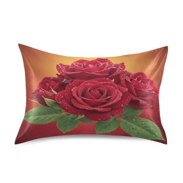 Imagem de SEHANY Capas de almofada elegantes de seda rosas para cabelo e pele, capas de almofada de cetim respiráveis macias e refrescantes com fecho de envelope, tamanho king (50,8 x 101,6 cm)