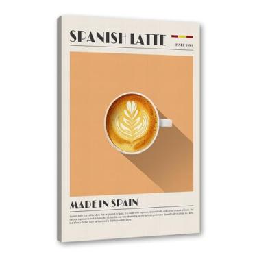 Imagem de Coffee Prints Cafe Latte Espresso Cappuccion Americano Cafe Poster Decoração de Cozinha Pintura em Tela Presente Decoração de Sala de Jantar (SKU8,20.3x30.5 cm = (20x30cm), Emoldurado (Tela Embrulhada