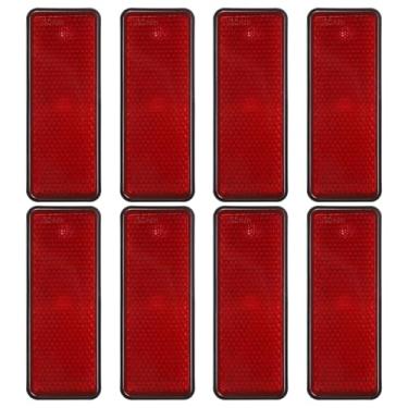 Imagem de PATIKIL Refletores traseiros retangulares, 8 peças refletor de aviso refletor de segurança plástico universal para motocicleta com suporte de parafuso M5 para carro, motocicleta, reboque, bicicleta