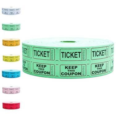 Imagem de Raffle Tickets Roll - 2000 Tickets Double Roll para arrecadação de fundos, carnavais, eventos - Design de topo durável, fácil de rasgar e organizar (verde)