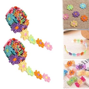 Imagem de 1 rolo de renda de margarida de 90 cm, renda colorida de margarida, adequada para tricô, fita de bordado de casamento, patchwork artesanal DIY, suprimentos de costura e artesanato (2 peças)