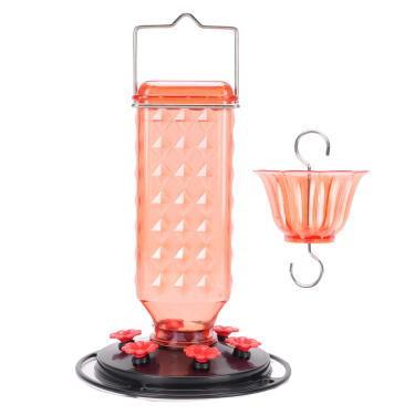 Imagem de Generic Alimentador de Beija-Flor Com 6 Portas de Alimentação Em Forma de Flor, Garrafa de Plástico à Prova de Vazamento para Pendurar Ao Ar Livre, Jardim, Alimentador de Pássaros, 24 (Vermelha)