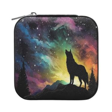 Imagem de Wassud Caixa de joias pequena de viagem com céu colorido, mini organizador portátil de couro PU, brincos quadrados de armazenamento, colar, pulseiras, joias para mulheres, meninas, senhoras, noiva