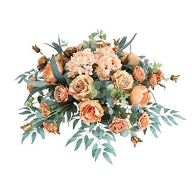 Imagem de LMJYU Mesa de flores artificiais, arranjo de flores artificiais, decoração floral, restaurante, hotel, decoração de festa de casamento, simulação, buquê de flores, flores artificiais com vaso