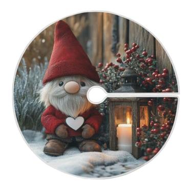 Imagem de Qilmy Saia de árvore de Natal de gnomo fofo de Natal de 120 cm, camurça para árvore de Natal, adequada para decoração de armário em ambientes internos e externos, festas, escritórios, lojas