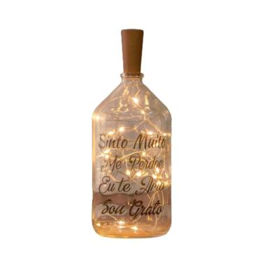 Imagem de Garrafa Luminária Vidro Fio Rolha de Led Quente Decoração Abajur(Ho' oponopono)
