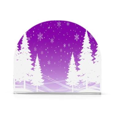 Imagem de Qilmy Suporte de guardanapo acrílico de Natal roxo, porta-guardanapos para mesas cozinha restaurante decoração de casa, suporte decorativo moderno para papel de jantar guardanapos de coquetel 474