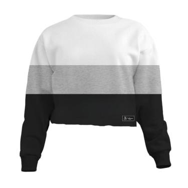 Imagem de Blusa Cropped Moletom Feminino Liso Básico com Cintura Descosturada-Feminino
