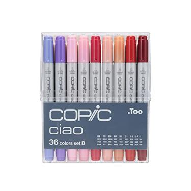 Imagem de COPIC Marcador CIAO Ponta Dupla Redonda e Chanfrada, Conjunto B, Estojo com 36 cores