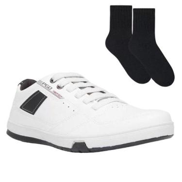 Imagem de Kit Sapatênis Pegada Element Masculino + Par de Meia, Branco, 40