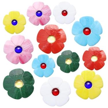 Imagem de Yoption Mosaicos de flores para artesanato a granel, azulejos de vidro florais cortados à mão para decoração de jardim, artesanato de arte em mosaico de vidro DIY