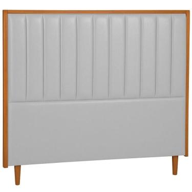 Imagem de Cabeceira Estofada Queen Imperial Couro Cinza 160 Cm