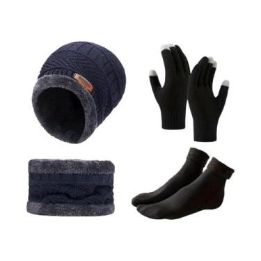 Imagem de Conjunto De Gorro, Cachecol E Luvas De Veludo Quente Para Inverno Para
