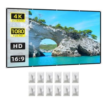 Imagem de Tela de Projetor 150 Polegadas 16 9 HD 4K Plegável Portátil - Cortina Projeção com Dobras Lateral Ganchos para Teatro em