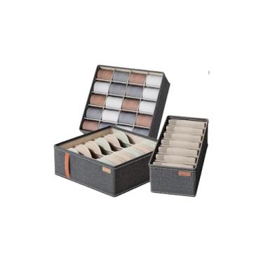 Imagem de Organizador Para Gavetas, Cinza, TNT, 32x32x10 cm, Dobrável, Para Roupas Íntimas e Meias, 188g