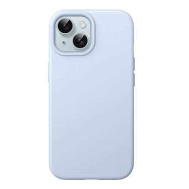 Imagem de JETech Capa de Silicone para iPhone 15 6,1 Polegadas, Case Protetora para Corpo Inteiro com Toque Suave e Sedoso, Capinha à Prova de Choque com Forro de Microfibra (Azul)