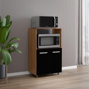 Imagem de Armário Multiuso Nésia 2 Portas Cozinha Mb1 Cor Savana Preto Pc