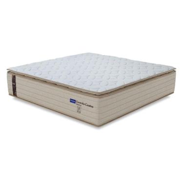 Imagem de Colchão Casal Probel Molas Ensacadas Pillow Top 138x188x30cm Guarda Costas Genova Branco/bege