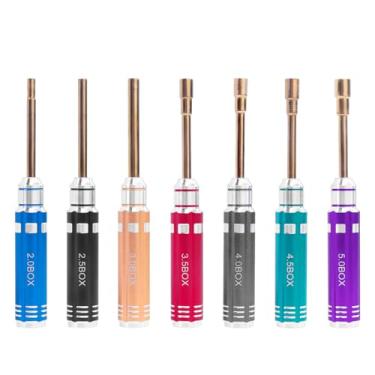 Imagem de DIYPHONE Conjunto de 7 peças de ferramentas coloridas com porca sextavada RC, 2.0, 2.5, 3.0, 3.5, 4.0, 4.5, 5.0, 5.0, kit de ferramentas de passatempo RC, ferramentas de reparo de chave de porca