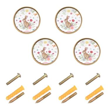 Imagem de ODAWA Conjunto com 4 maçanetas modernas de banheiro de coelho para armários com parafuso, puxadores de ferragens de gaveta para móveis de decoração de casa