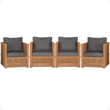 Imagem de 4 Poltronas Madri Alumínio Corda Náutica Estofado 11 Trama Terra Cota