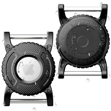 Imagem de PUP COVE Suporte para coleira de cachorro Airtag | Suporte impermeável para airtag para cães - para coleira Air Tag com laços de metal, durável, leve, serve para coleira Airtag de 2,5 cm (preta/preta)