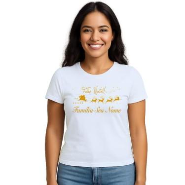 Imagem de Camiseta Feliz Natal Trenó Renas Natalina Personalizada - UseP4, Branc