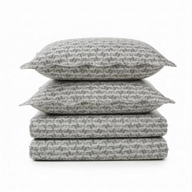 Imagem de Kit Cobre Leito Colcha Magnus Queen 3 Peças Dupla Face Estampado Geométrico - Labirinto - 100% Poliéster