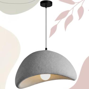 Imagem de Gimpo, Lustre Pendente 50cm Luminária Japonesa Wabi-Sabi Orgânico Cogumelo Concreto Gimpo LTJ50-CINZA-B