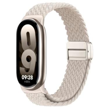 Imagem de Issinlky Pulseira trançada de nylon compatível com Xiao Mi Band 8/9/10, tira elástica para mulheres e homens