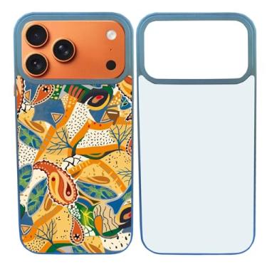 Imagem de JUSTRY Capa para celular com 5 peças de sublimação em branco compatível com iPhone 17 Pro, 6,3 polegadas, fácil de sublimar, faça você mesmo, 2 em 1, capa móvel de TPU macio 2 em 1 + inserções azul