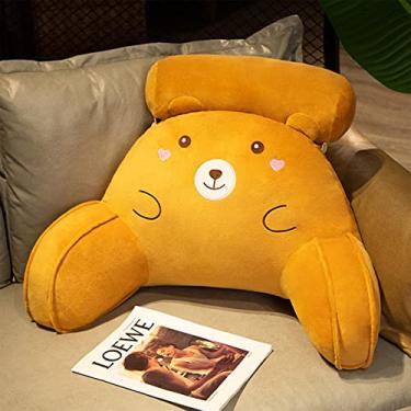 Imagem de Almofada de leitura macia, apoio lombar, almofada de assento com suporte de braço de pescoço, encosto para ler livros, jogos, relaxar ou assistir TV, laranja, 60 x 40 cm