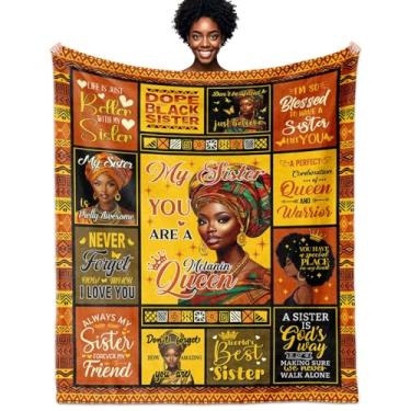 Imagem de Whasnrt Presentes de irmã afro-americana para mulheres, presente de aniversário para irmã, cobertor de presente afro-sistar 152 cm x 127 cm, presente inspirador de incentivo para irmãs