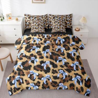 Imagem de Erosebridal Jogo de cama King com estampa de leopardo | Jogo de cama com estampa de leopardo e lençol de cima com tema de animal selvagem africano