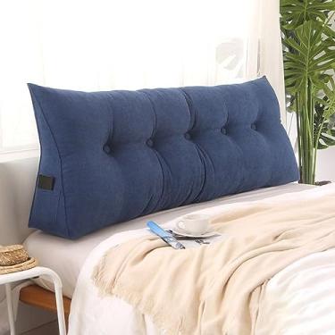 Imagem de BAGASI Travesseiro grande para cabeceira, cama, leitura, triângulo, encosto, almofada, triangular, cabeceira, suporte para cabeceira, almofada lombar para sofá de dia, azul, 200 x 50 x 23 cm