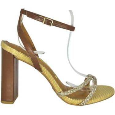 Imagem de Sandália Feminina Casual Social Dia a Dia Passeio com Strass Salto Alto Vizzano 6550.203-Feminino
