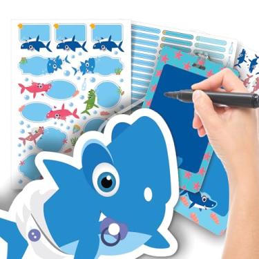 Imagem de Etiqueta Escolar Menino com TAG + Caneta (Baby Shark, Etiquetas + 2 TAGs)