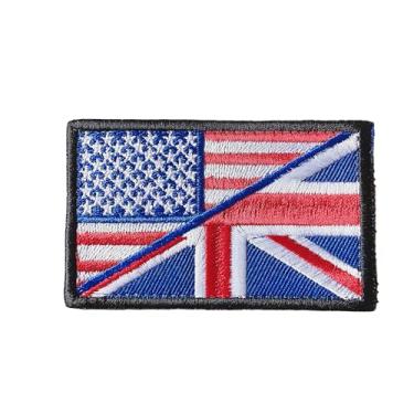 Imagem de Emblema tático militar dos EUA American Britain Union Union Jack bandeira bordada Estados Unidos Reino Unido gancho e laço moral militar tático para mochila do exército colete Molle Bag roupas