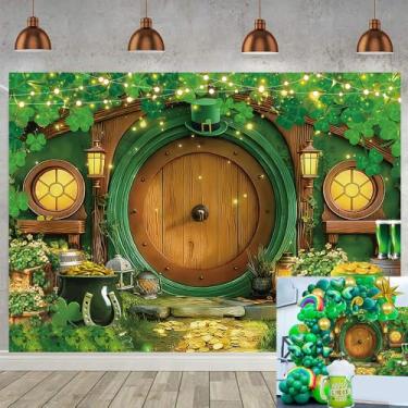 Imagem de Cenário de Dia de São Patrício Trevos da Sorte Moedas de Ouro Leprechaun Fundo de Casa de Madeira para Decoração de Festival Irlandês Festa Dia de São Patrício Adereços para Cabine de Fotos