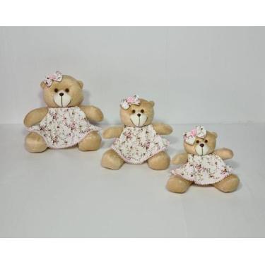 Imagem de Kit Trio De Ursinhos Para Nicho Ursa Milla Caramelo Rosa Florence - Po